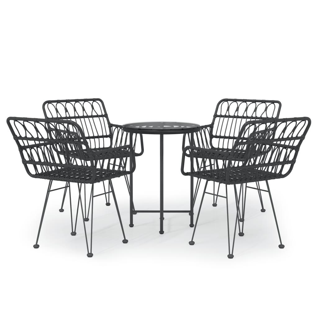 5 Piece Patio Dining Set Black Poly Rattan at Set Shop and Smile