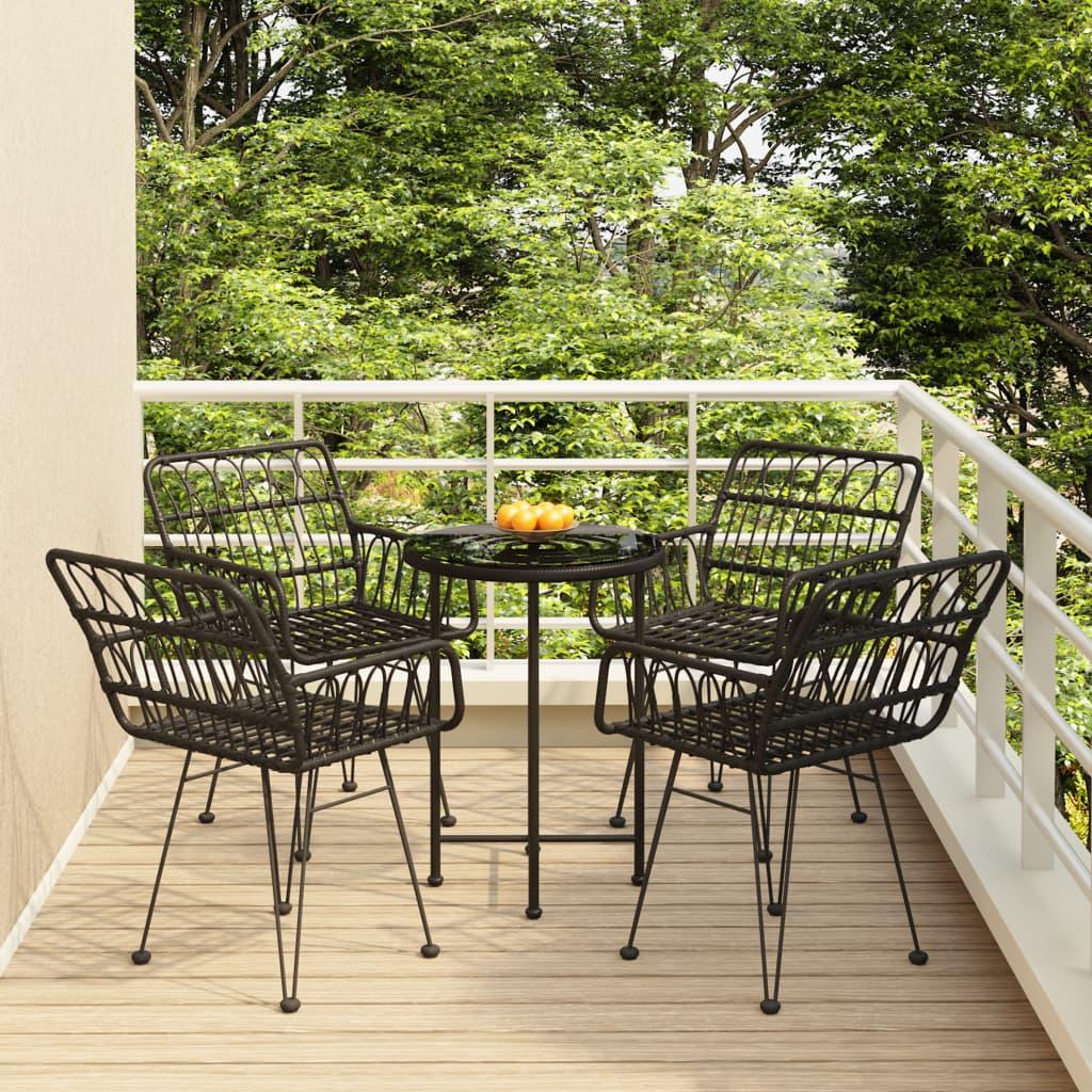 5 Piece Patio Dining Set Black Poly Rattan at Set Shop and Smile