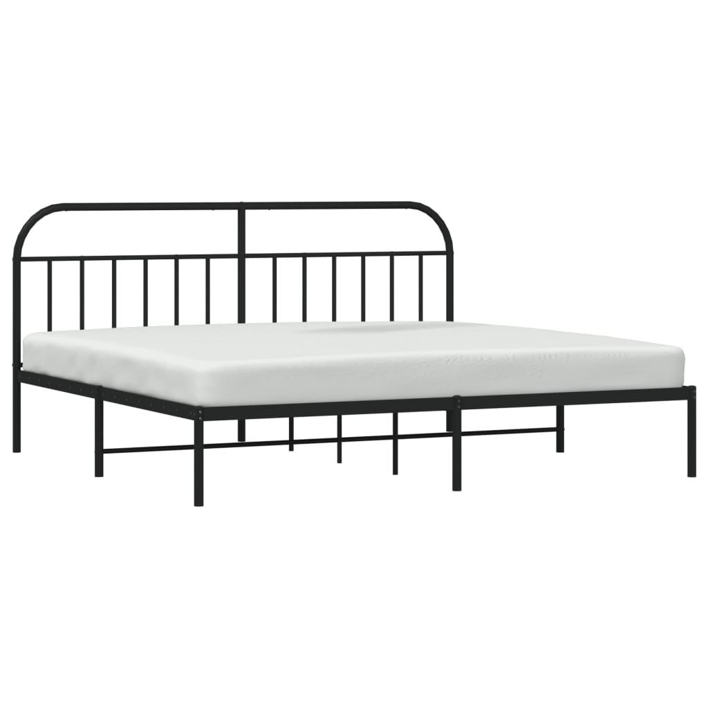 Metal Bed Frame with Headboard Black 76"x79.9" at Set Shop and Smile