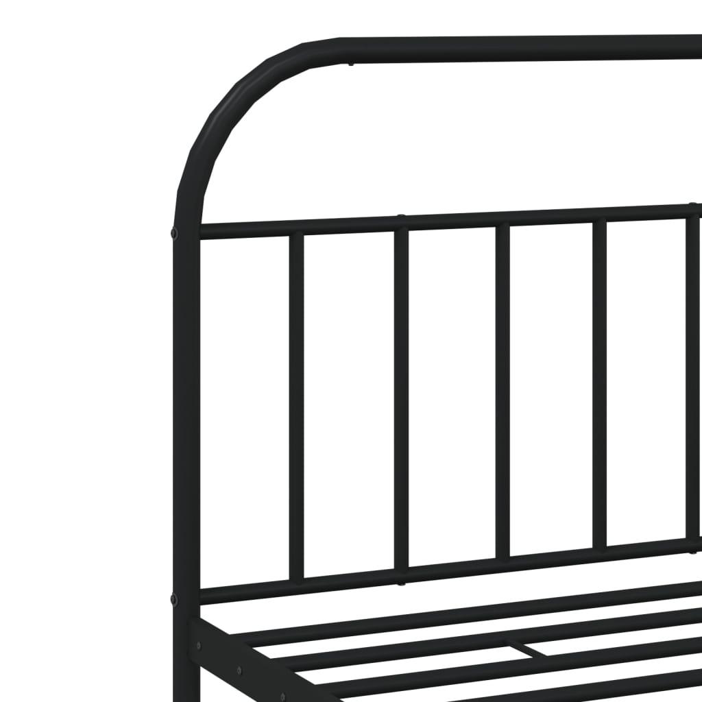 Metal Bed Frame with Headboard Black 76"x79.9" at Set Shop and Smile