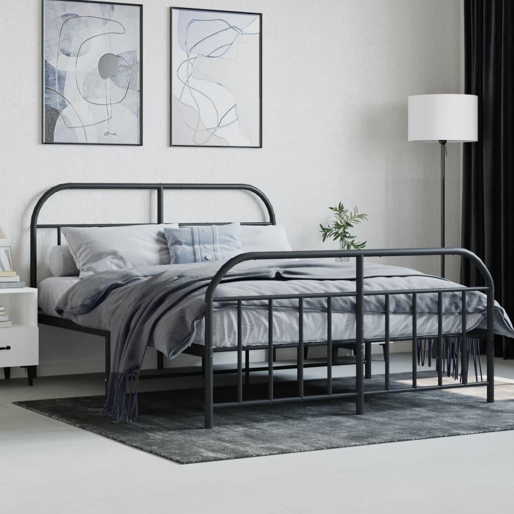 Metal Bed Frame with Headboard and Footboard Black 53.9"x74.8" at Set Shop and Smile