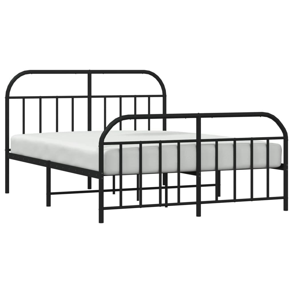 Metal Bed Frame with Headboard and Footboard Black 53.9"x74.8" at Set Shop and Smile
