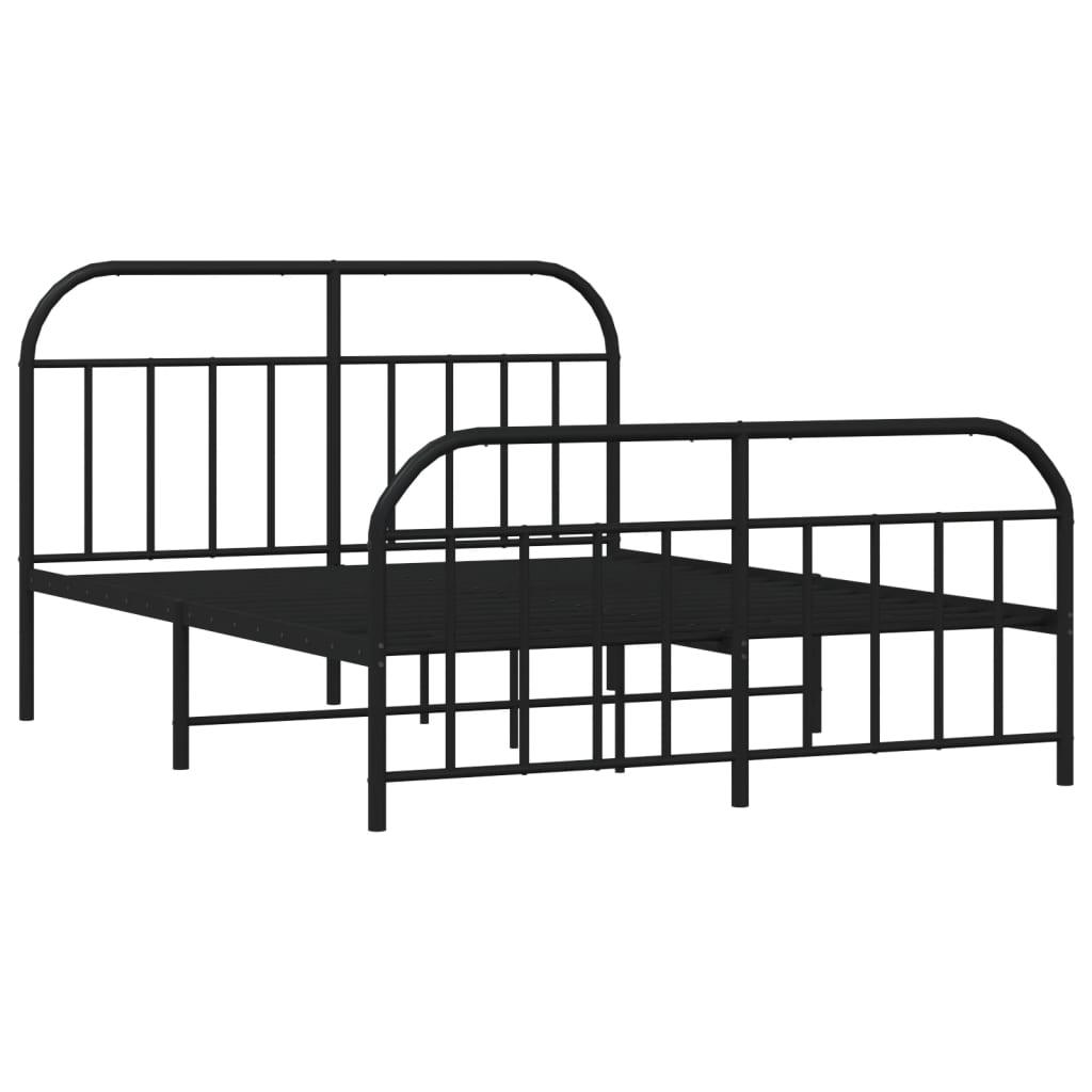 Metal Bed Frame with Headboard and Footboard Black 53.9"x74.8" at Set Shop and Smile