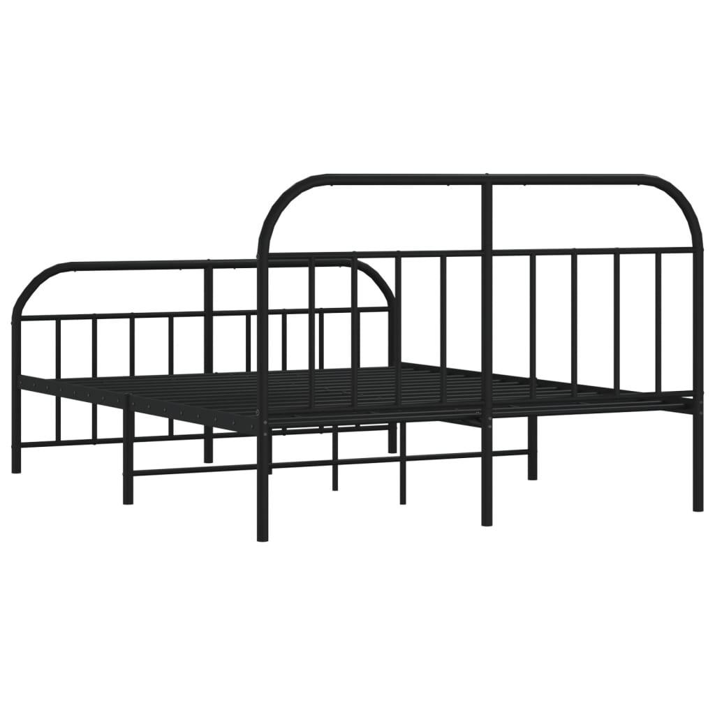 Metal Bed Frame with Headboard and Footboard Black 53.9"x74.8" at Set Shop and Smile