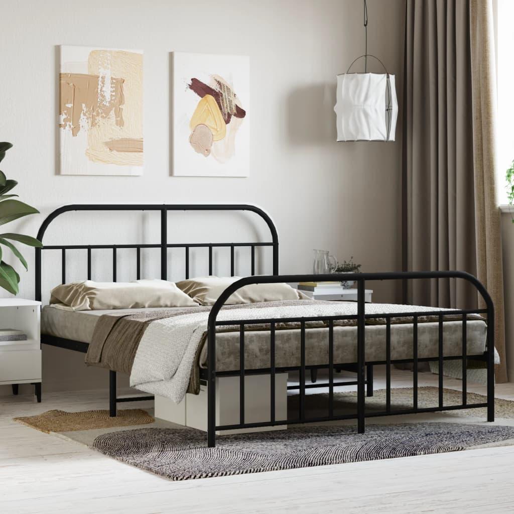 Metal Bed Frame with Headboard and Footboard Black 53.9"x74.8" at Set Shop and Smile