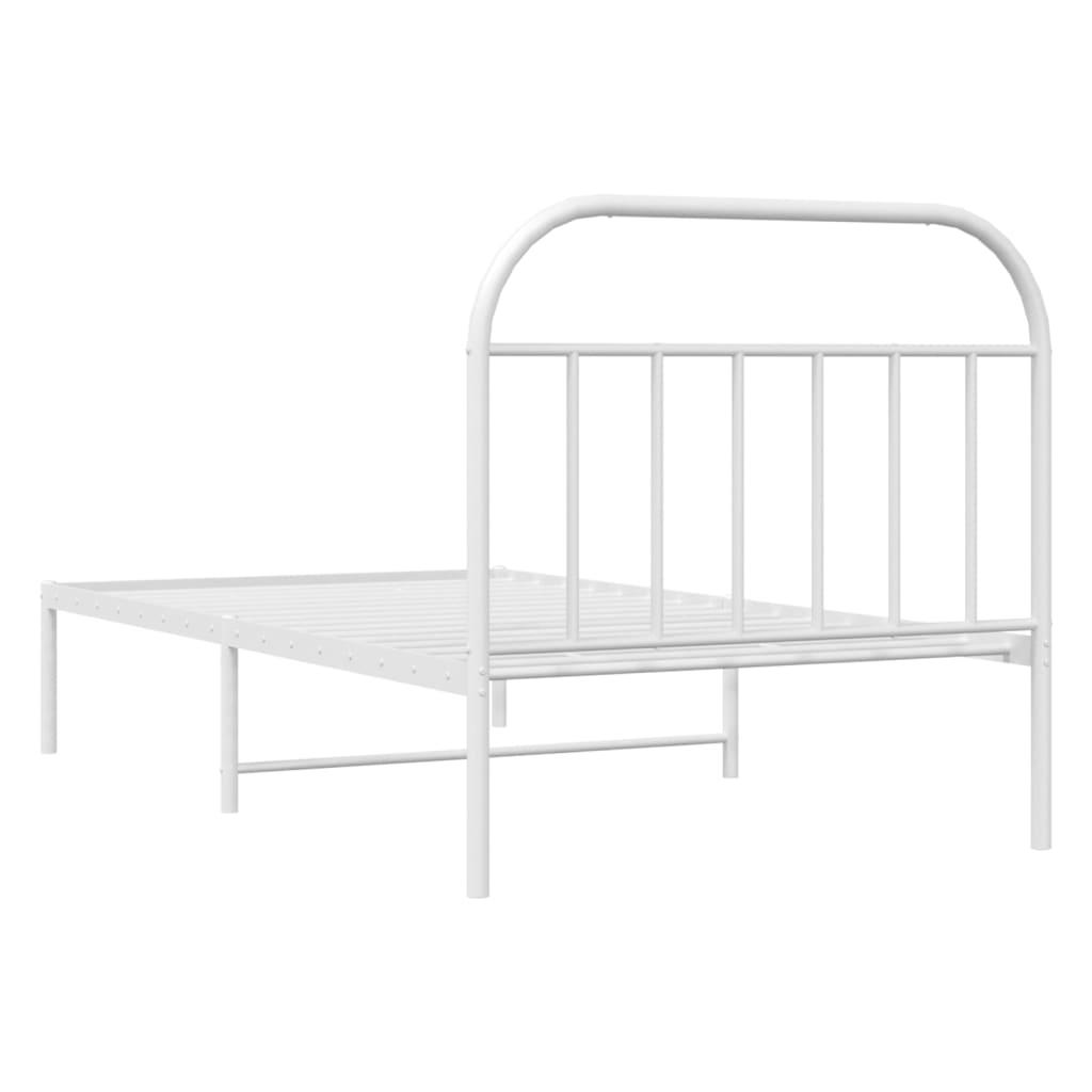 Metal Bed Frame with Headboard White 39.4"x78.7" at Set Shop and Smile