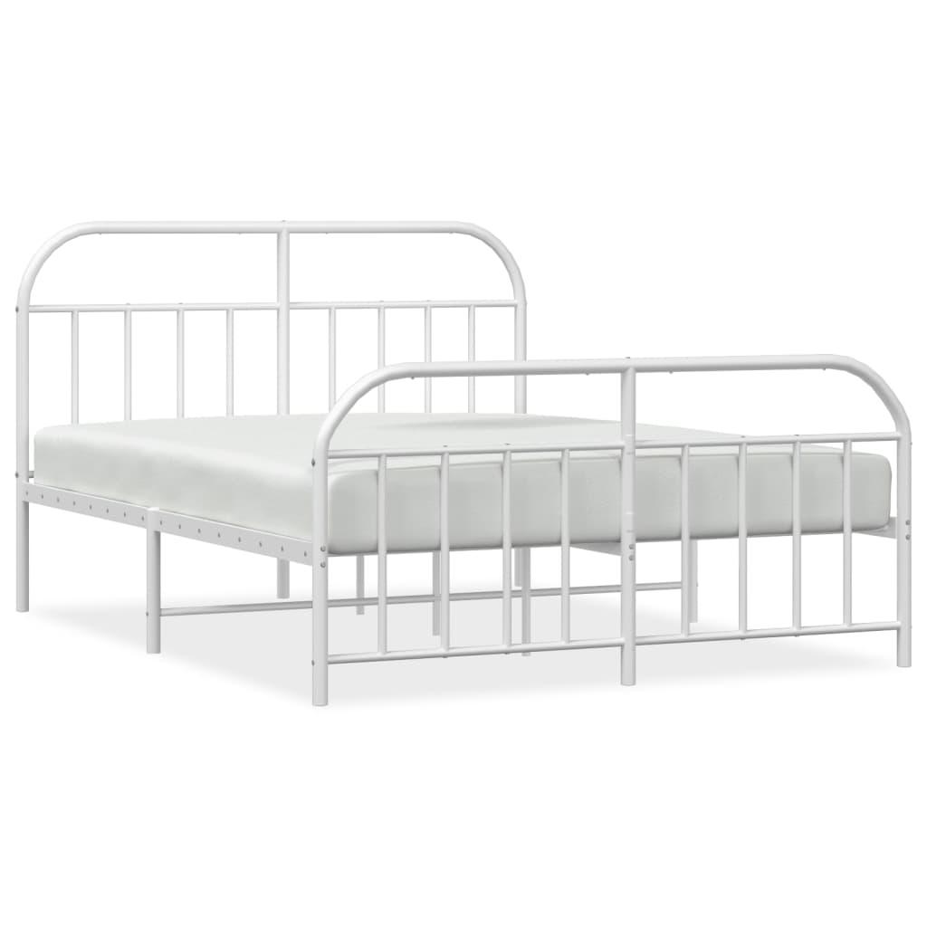 Metal Bed Frame with Headboard and Footboard White 59.8"x78.7" at Set Shop and Smile
