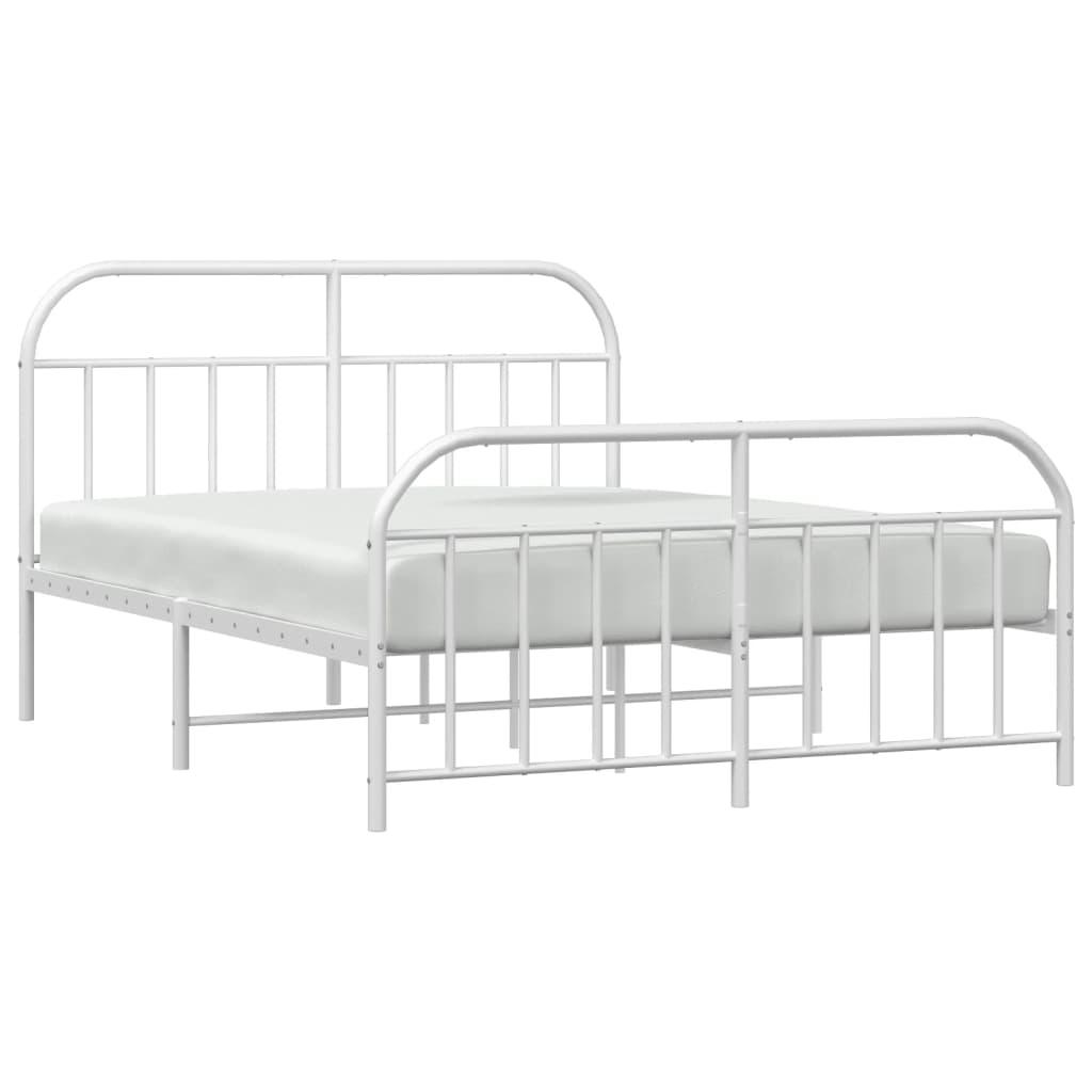 Metal Bed Frame with Headboard and Footboard White 59.8"x78.7" at Set Shop and Smile