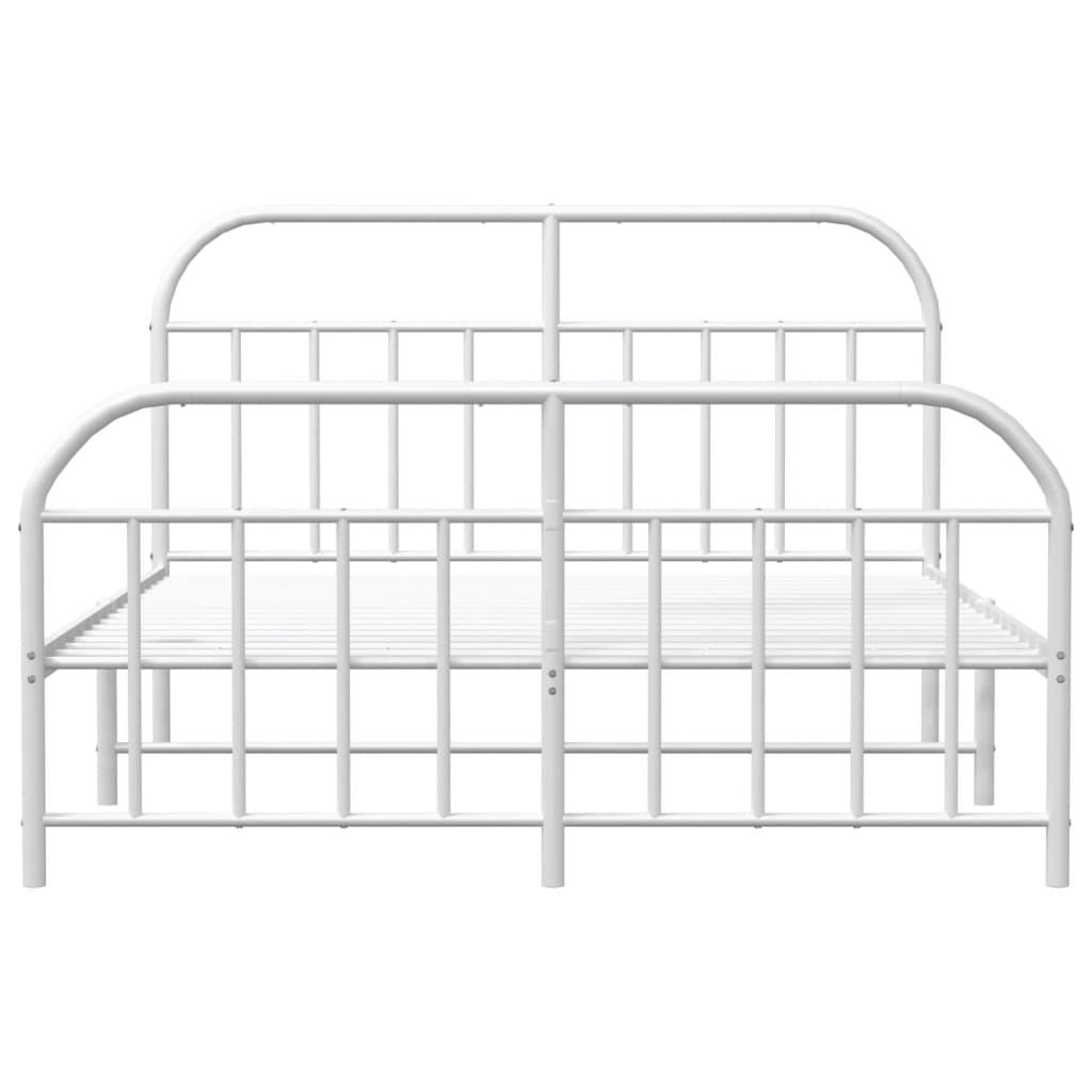 Metal Bed Frame with Headboard and Footboard White 59.8"x78.7" at Set Shop and Smile