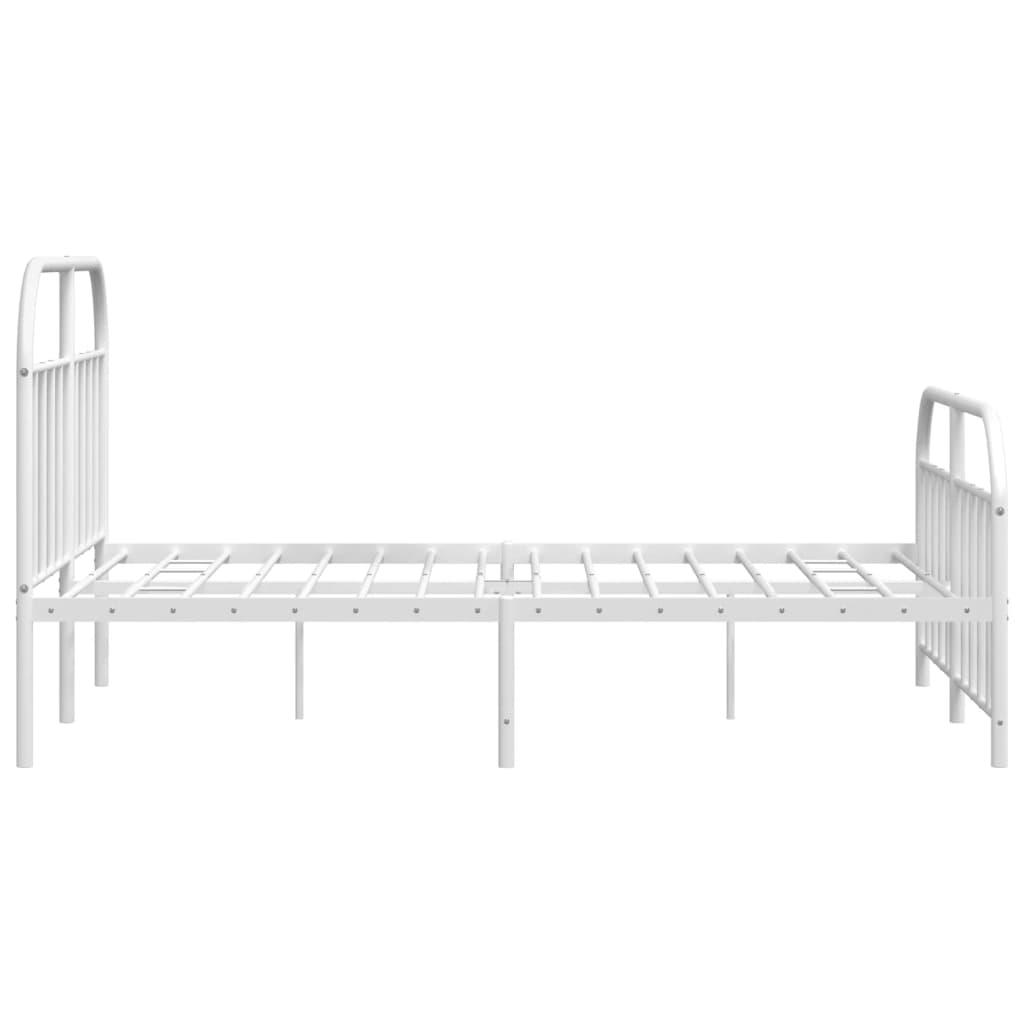 Metal Bed Frame with Headboard and Footboard White 59.8"x78.7" at Set Shop and Smile