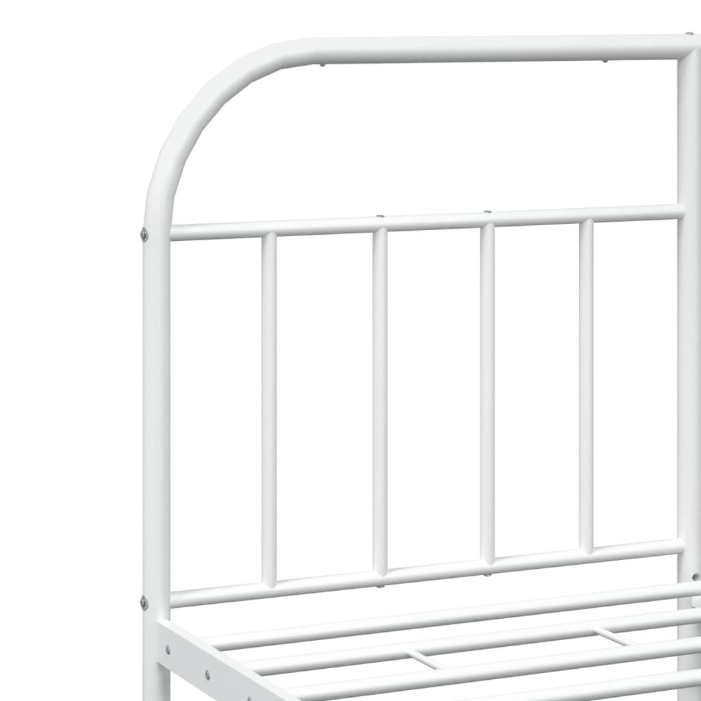 Metal Bed Frame with Headboard and Footboard White 59.8"x78.7" at Set Shop and Smile