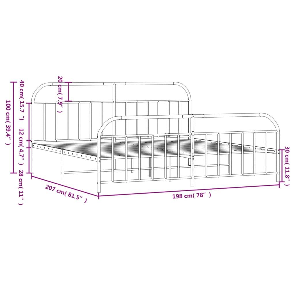 Metal Bed Frame with Headboard and Footboard White 76"x79.9" at Set Shop and Smile