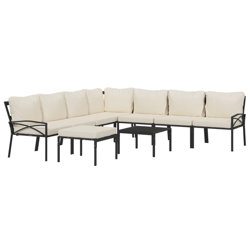 9 Piece Patio Lounge Set with Sand Cushions Steel at Set Shop and Smile