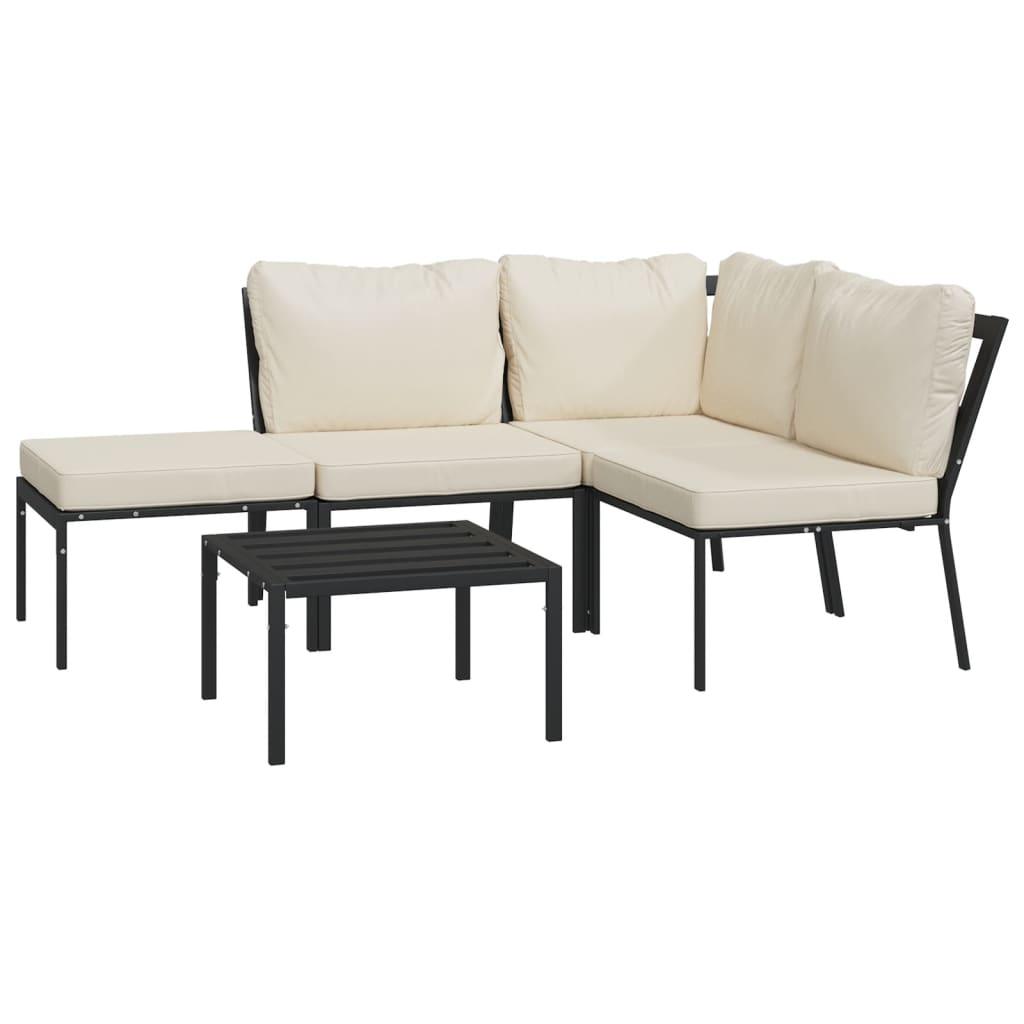 5 Piece Patio Lounge Set with Sand Cushions Steel at Set Shop and Smile