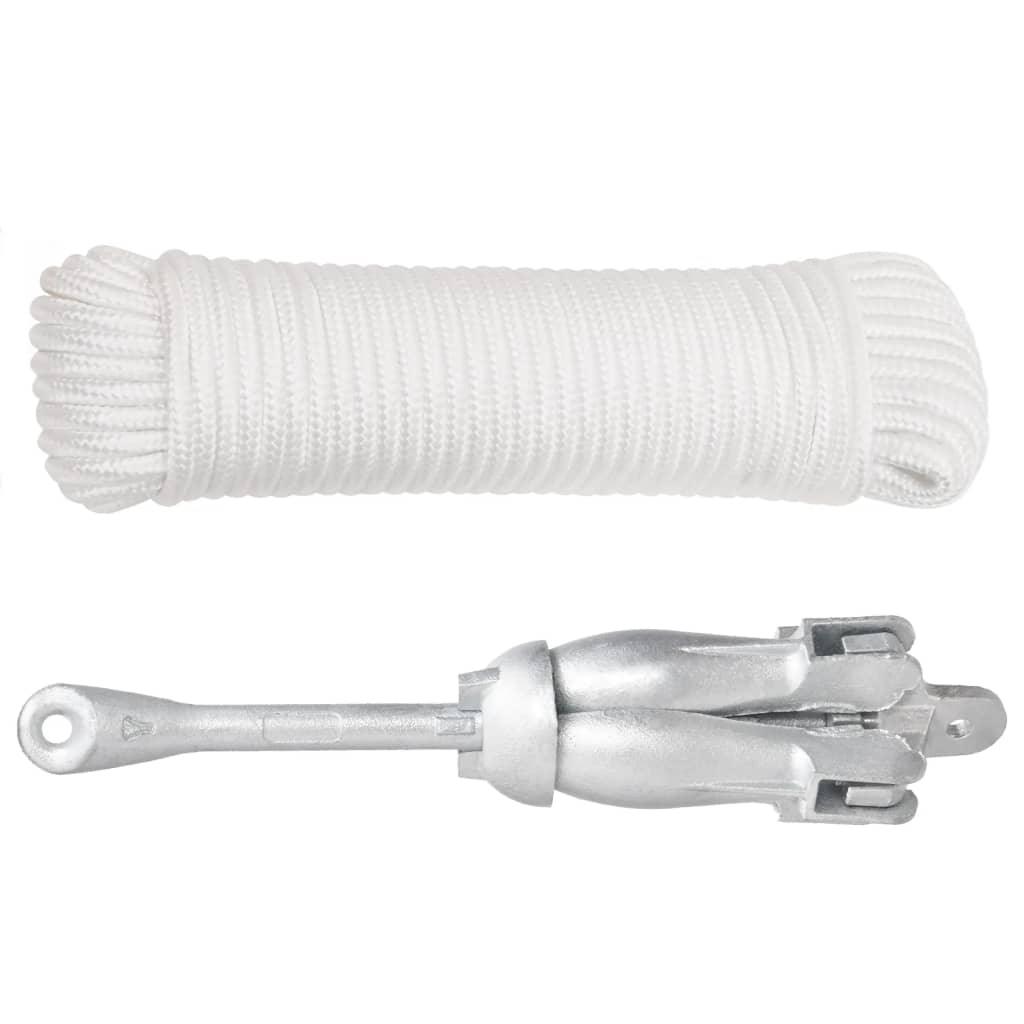 Folding Anchor with Rope Silver 13.2 lb Malleable Iron at Set Shop and Smile