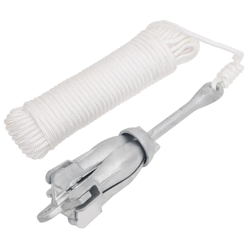 Folding Anchor with Rope Silver 17.6 lb Malleable Iron at Set Shop and Smile