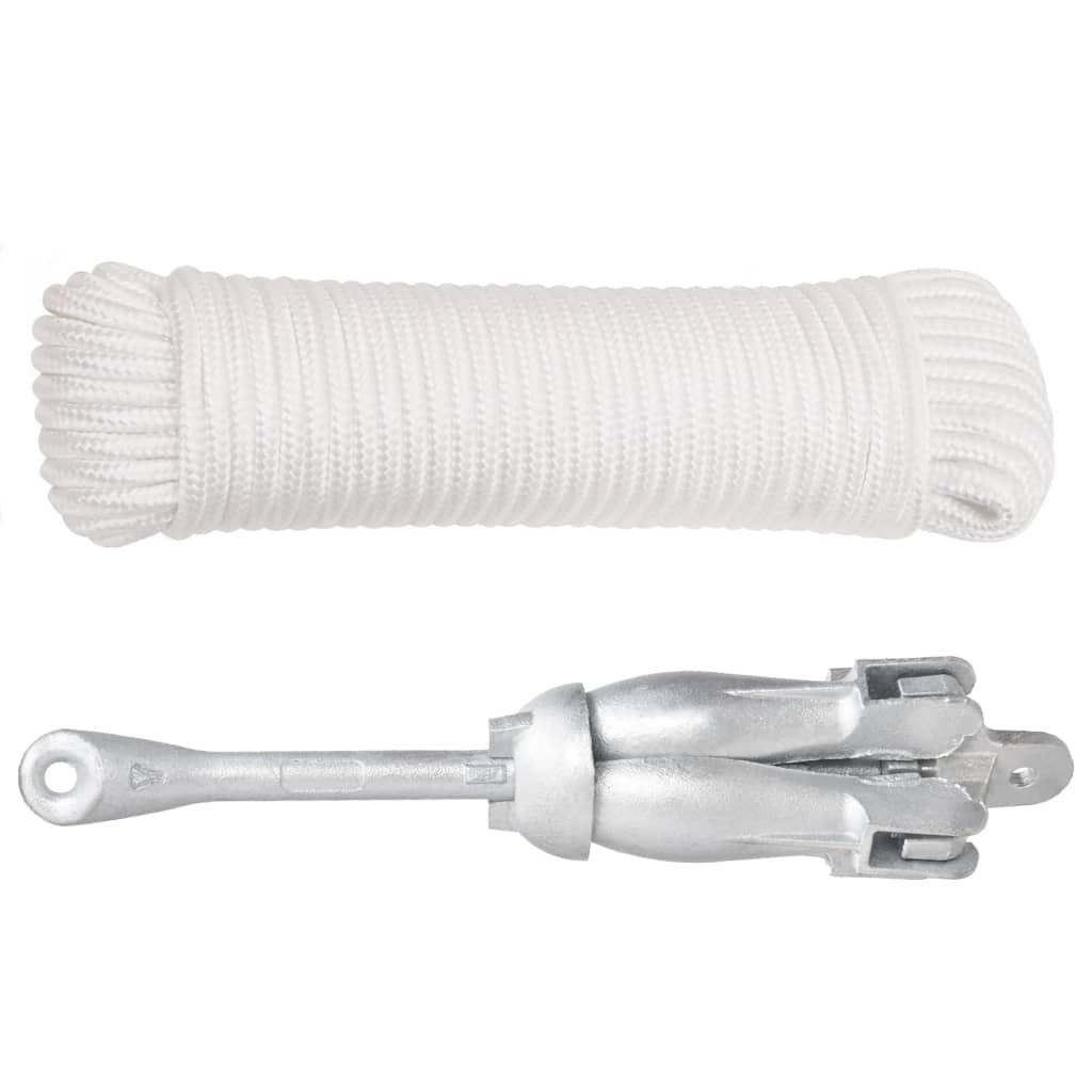 Folding Anchor with Rope Silver 17.6 lb Malleable Iron at Set Shop and Smile