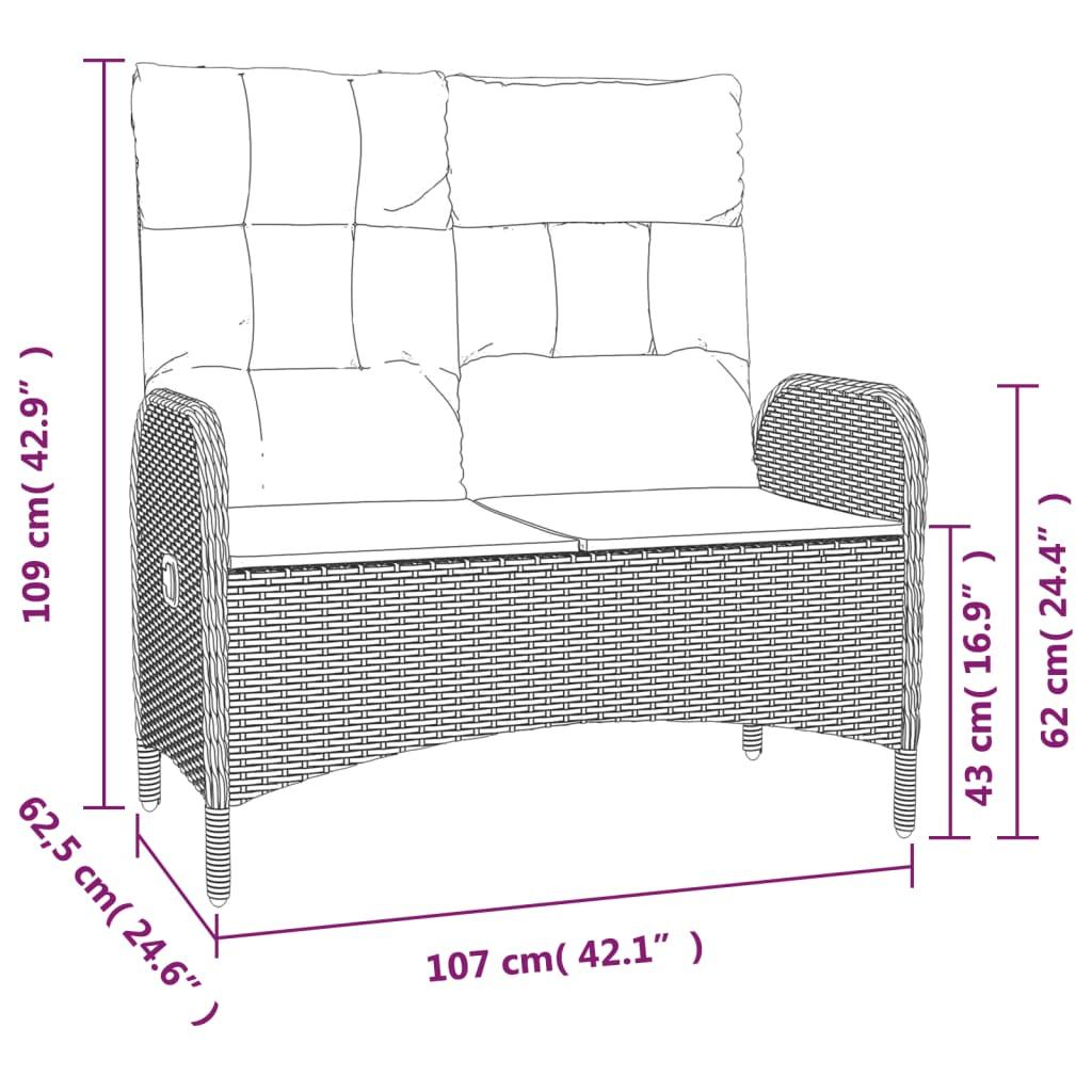 2 Piece Patio Dining Set with Cushions Gray Poly Rattan at Set Shop and Smile