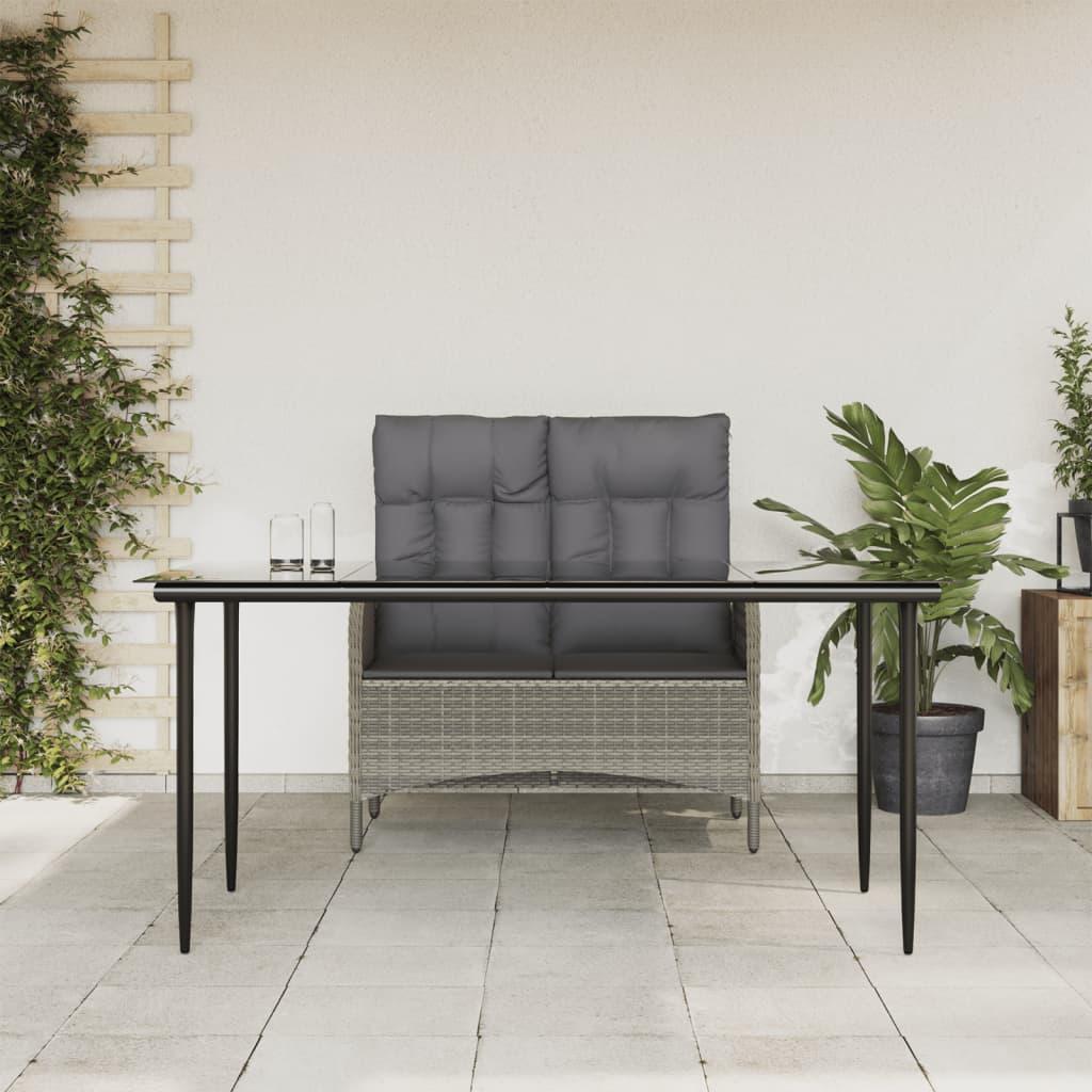 2 Piece Patio Dining Set with Cushions Gray Poly Rattan at Set Shop and Smile