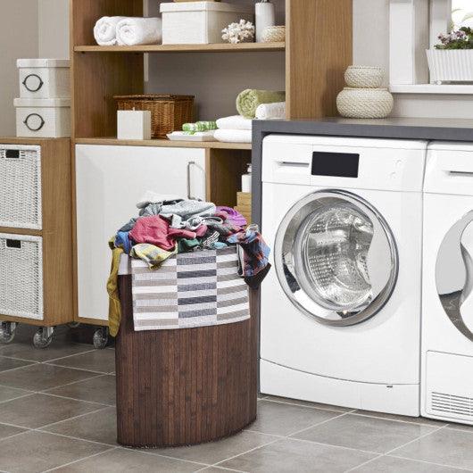 Corner Bamboo Hamper Laundry Basket-Brown at Set Shop and Smile