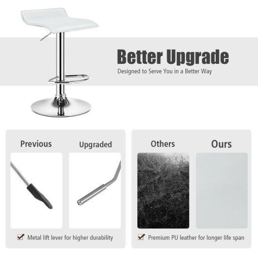 Set of 2 Adjustable PU Leather Backless Bar Stools-White at Set Shop and Smile