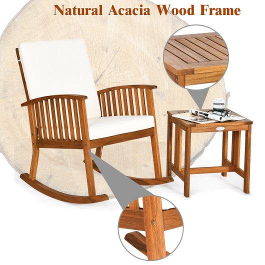 2 Pieces Acacia Wood Patio Rocking Chair Table Set at Set Shop and Smile