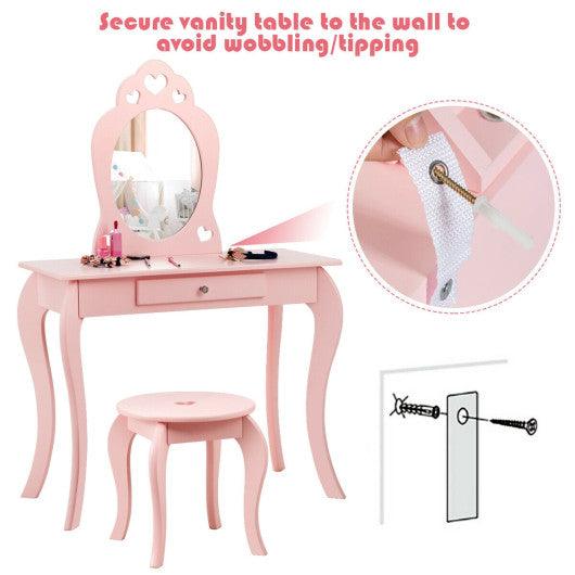 Kids Princess Makeup Dressing Play Table Set with Mirror -Pink at Set Shop and Smile