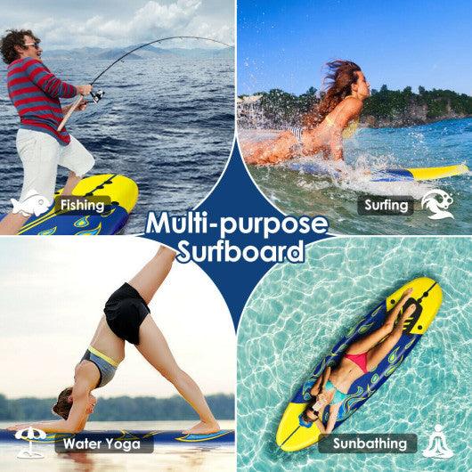 6 Feet Surfboard with 3 Detachable Fins-Yellow at Set Shop and Smile