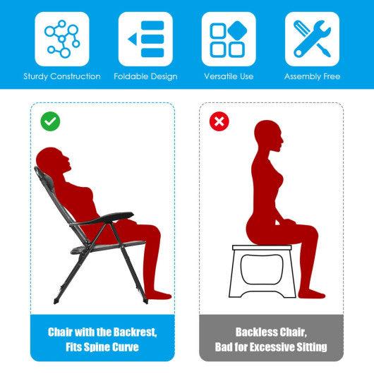 4 Pieces Patio Garden Adjustable Reclining Folding Chairs with Headrest-Gray at Set Shop and Smile