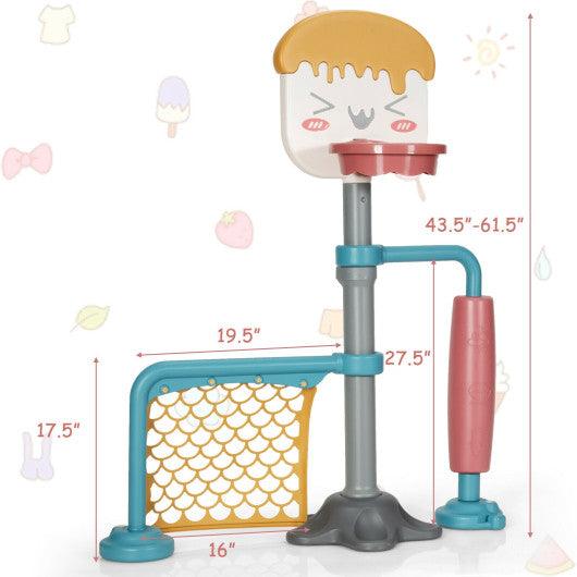 3-in-1 Height Adjustable Basketball Stand Set with Soccer and Roller at Set Shop and Smile