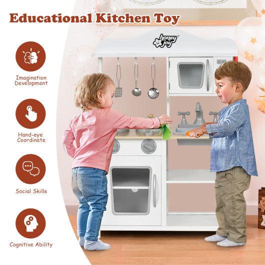 Wooden Pretend Play Kitchen Set for Kids with Accessories and Sink at Set Shop and Smile