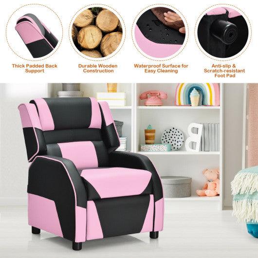 Kids Youth PU Leather Gaming Sofa Recliner with Headrest and Footrest-Pink at Set Shop and Smile