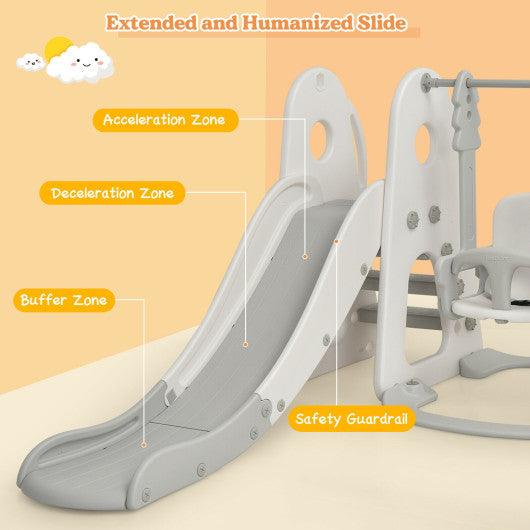6 in 1 Toddler Slide and Swing Set with Ball Games-White at Set Shop and Smile