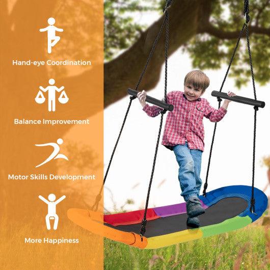 Saucer Tree Swing Surf Kids Outdoor Adjustable Oval Platform Set with Handle-Color at Set Shop and Smile