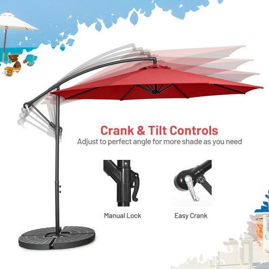 10 Feet Offset Umbrella with 8 Ribs Cantilever and Cross Base-Red at Set Shop and Smile