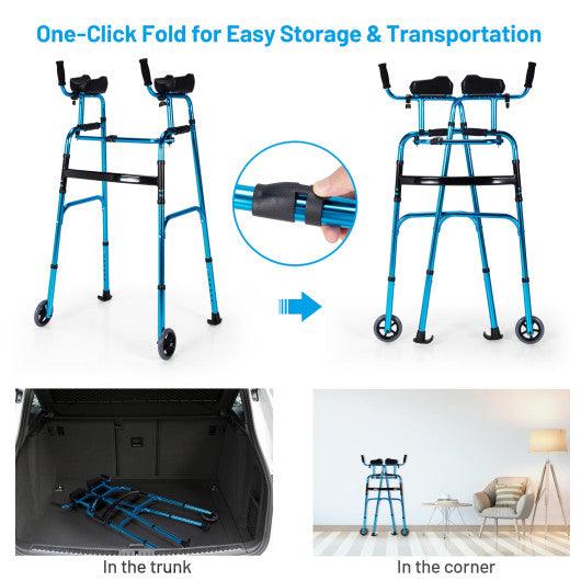 Folding Adjustable Aluminum Wheel Walking Frame-Navy at Set Shop and Smile