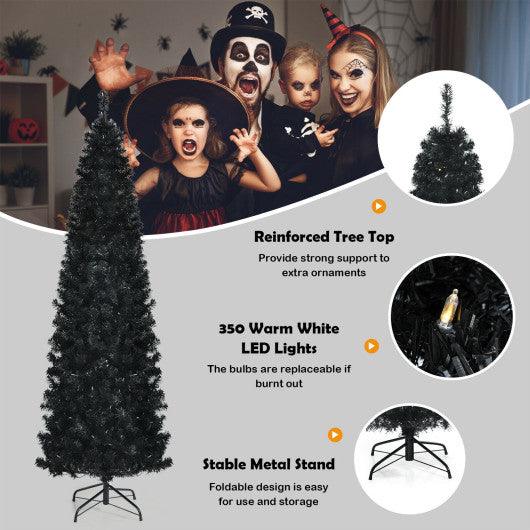 Pre-lit Christmas Halloween Tree with PVC Branch Tips and Warm White Lights-7 ft at Set Shop and Smile