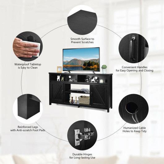 59 Inch TV Stand Media Center Console Cabinet with Barn Door for TV's 65 Inch-Black at Set Shop and Smile