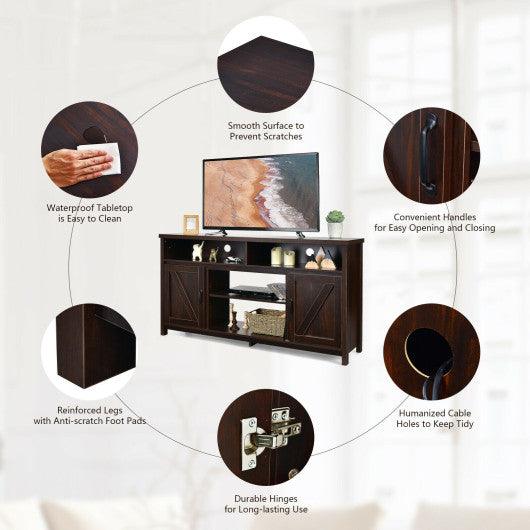 59 Inch TV Stand Media Center Console Cabinet with Barn Door for TV's 65 Inch-Brown at Set Shop and Smile