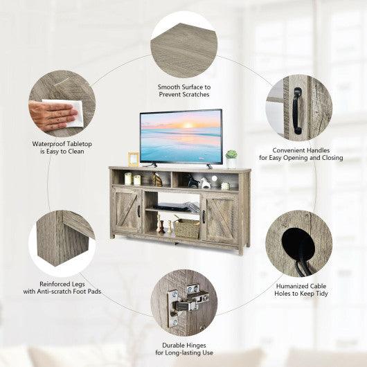 59 Inch TV Stand Media Center Console Cabinet with Barn Door for TV's 65 Inch-Natural at Set Shop and Smile