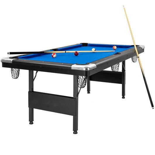 6 Feet Foldable Billiard Pool Table with Complete Set of Balls-Blue at Set Shop and Smile