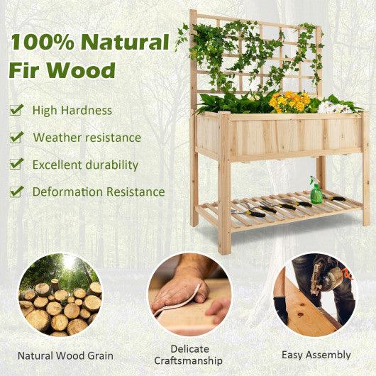 Costway Raised Garden Bed Elevated Wooden Planter Box with Trellis at Set Shop and Smile