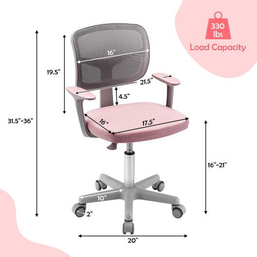 Adjustable Desk Chair with Auto Brake Casters for Kids-Pink at Set Shop and Smile