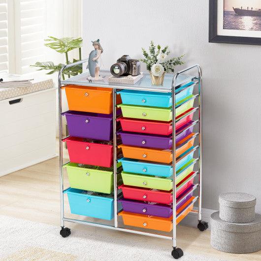 15-Drawer Utility Rolling Organizer Cart Multi-Use Storage-Multicolor at Set Shop and Smile