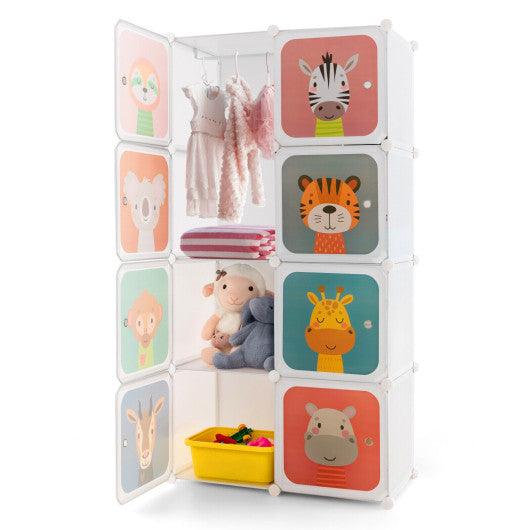 8/12 Cube Kids Wardrobe Closet with Hanging Section and Doors-8 Cubes at Set Shop and Smile