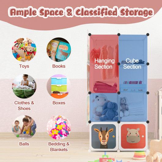 8/12 Cube Kids Wardrobe Closet with Hanging Section and Doors-8 Cubes at Set Shop and Smile