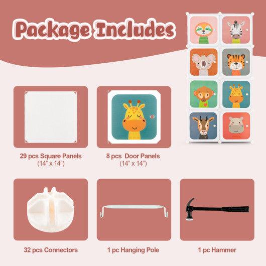 8/12 Cube Kids Wardrobe Closet with Hanging Section and Doors-8 Cubes at Set Shop and Smile