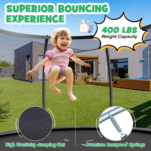 8 Feet ASTM Approved Recreational Trampoline with Ladder-Black - Set Shop and Smile