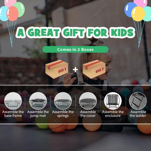 8 Feet ASTM Approved Recreational Trampoline with Ladder-Black at Set Shop and Smile