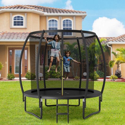 8 Feet ASTM Approved Recreational Trampoline with Ladder-Black at Set Shop and Smile